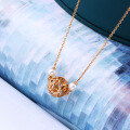 wholesale 9K Rose Gold Korean New Style Hollow Out Lucky Pearl Pendant Necklace Vintage Versatile Wholesale For Girlfriend-0-1
