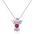 wholesale S925 Silver Vintage-Inspired Pendant with Exquisite Inlay of Natural Gemstones and Colored Crystal Angel Necklace-0-4