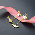 wholesale Gold-Plated S925 Silver Drop Oil Whale Long Ear Studs Japanese Korean Style Creative Asymmetric Bird Earrings-0-2