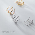 wholesale S925 sterling silver claw-shaped micro-paved diamond line earrings, minimalist trendy elegant G7193-0-0