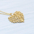 wholesale 9K Gold Creative Fashion New Trendy Hollow-Out Leaf Pendant with Heart Shape, Light Luxury Zircon Matching Women's Sweater Chain-0-2