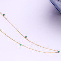 wholesale 9K Gold Summer New Natural Emerald Starry Sky Collarbone Chain, Dainty Emerald Necklace for Women-0-1