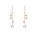 wholesale Summer New Collection 9K Gold Shiny Topaz Star Fashion Earrings, Elegant Fairy Forest-style Ear Hooks-0-4