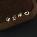 wholesale 14K Gold Christmas Set Fine and Small Student Fashion Elegant Korean and Japanese Style Earrings-0-0
