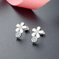 wholesale S925 Silver Rhinestone Floral Ear Studs Sweet Fresh Forest Style Women's Earrings Source Factory Wholesale One-Week Ear Studs-0-2