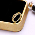 wholesale 9K Gold Japanese Retro European Court Style Leaf Vine Ring for Women, High-End Delicate Hollow-Out Petal New Design-0-1