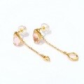 wholesale 925 Silver Gold-Plated Flower Crystal Earrings for Women, Airmu New Style Pink Crystal Petal Long Drop Earrings, Korean Light Luxury Floral Design-0-2