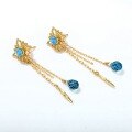 wholesale S925 Silver Vintage Floral Openwork Opal Earrings for Women Long Tassel DIY Matching Earrings-0-1
