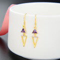 wholesale S925 Gold-Plated Creative Trendy Triangle Zircon Ear Hook with Diamond Accents for Drop Shipping-0-2