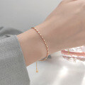 wholesale S925 silver small square chain bracelet for women, elegant Korean-style petite beaded bracelet accessory S3871-0-0