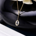 wholesale 9K gold Japanese-style light jewelry ultra-minimalist white topaz fringe pendant necklace for women, summer versatile new collection-0-1