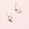 wholesale 9K Solid Gold Asymmetric Irregular Hoop with Small Zircon Stud Earrings, Retro Style for Women-0-2
