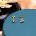 wholesale 9K Gold Akoya* Colored Natural Stone Crystal Asymmetric Earrings Minimalist Versatile Earring Set-0-1