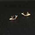 wholesale 14K Solid Gold Imported Two Butterflies Zirconia Diamond Real Gold Ear Studs Non-Fading-0-1