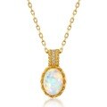 wholesale Gold-plated 925 Silver Opal Light Luxury Retro Pendant Women's Mori Style Fresh and Classical Egg-shaped Necklace Wholesale Necklace-0-5