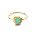 wholesale 9K Gold Retro Cameo Square Chalcedony Elegant Ring, Summer New Accessory Wholesale-0-4