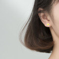 wholesale S925 silver cute fried egg earrings small and fun asymmetrical fork and knife ear studs G6140-0-2
