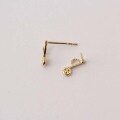 wholesale 9K Gold Alloy Zirconia Inlaid Music Note Earrings in Light Gold Tone, Japanese Minimalist Style Mini Stud Earrings-0-4