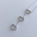 wholesale 925 Sterling Silver Exquisite Heart Necklace for Women, Small and Unique Design, Diamond-Studded Collarbone Chain, New Trendy-0-4