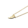 wholesale 9K Gold European and American Minimalist Style Angel Wing Plain Gold Feather Wing Necklace, Petite Collarbone Chain for Women-0-4