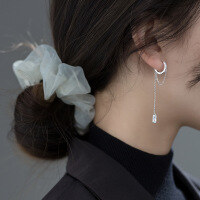 wholesale Metal: S925 Ear clips for women, Korean style, elegant and sweet, tassel square zircon, fresh and delicate, inlaid zircon ear accessories G1813-S925 Silver Earrings Gold 925 Silver