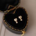 wholesale 9K Gold Heart-Shaped Zircon Stud Earrings, Exquisitely Cute and Playful for Students-0-1
