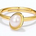 wholesale S925 Silver Plated 9K Gold Japanese Korean Style Wandering Starry Sky Natural Freshwater Pearl Zircon Two-Way Ring for Women-0-4