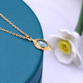 wholesale 9K Gold Japanese-style Light Jewelry Retro Blue Topaz Green Peridot Necklace Collarbone Chain Drop Shipping-0-2