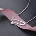 wholesale Pure Silver Women's Paperclip Necklace Minimalist Small Heart Pendant Collarbone Chain Luxury Small Design Accessory-0-2