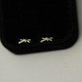 wholesale 9K Gold AU375 Plain Bow Knot Simple and Minimalist Stud Earrings for Girls-0-3