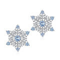 wholesale S925 silver white geometric minimalist fashionable blue spinel snowflake earrings for women, autumn winter new Christmas collection-0-3