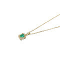 wholesale 9K gold elegant square-shaped geometric vintage sugar necklace with emerald moissanite pendant for women-0-4