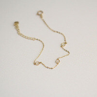 wholesale 14K Solid Gold Versatile and Elegant Diamond-Studded Thin Biscuit Style Daily Wear Korean Fashion Chain Bracelet for Women Gift-13cm+3cm extension chain