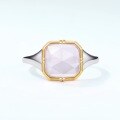 wholesale 925 Sterling Silver Minimalist Style Synthetic Pink Quartz Rose Quartz Ring for Women, Princess and Knight Two-Tone Plated Band-0-2