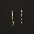 wholesale 9K Gold Plated Zirconia 4-Row Twist Connector Drop Earrings, Korean Style Women's Earrings-0-0