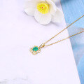 wholesale 9K gold elegant square-shaped geometric vintage sugar necklace with emerald moissanite pendant for women-0-2