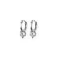 wholesale S925 Sterling Silver Mini Circular Single Diamond Ear Stud for Women, Stylish and Versatile Trendy Hoop Earrings G7190-0-4