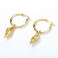 wholesale S925 Silver Plated 14K Gold Exaggerated European Style Golden Shell Mermaid Ear Hoops for Women Factory Wholesale-0-1