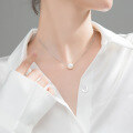 wholesale S925 Sterling Silver Single Shell Pearl Synthetic Pearl Pendant Niche Design Internet-Famous Live Broadcast Cute Collarbone Chain D7461-0-3