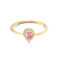 wholesale 9K Gold Art Li Source Factory Direct, Niche Design Waterdrop-Shaped Gemstone Diamond Stackable Ring for Women-0-4