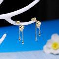 wholesale 9K gold minimalist and versatile five-point star tassel earrings for women, viral elegant new earrings-0-2