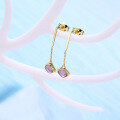 wholesale 9K Gold Japanese-style Light Jewelry New Design Colorful Princess-Cut Amethyst Tassel Earrings for Women, High-End Elegance Ear Drops-0-2