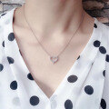 wholesale Sterling Silver Exquisite Heart-shaped Necklace for Women, Japanese and Korean Style, Light Luxury, Niche Design, Simple Full Diamond Hollow-out Pendant Choker-0-4