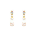 wholesale 9K Gold Natural Opal Ear Studs Simple Elegant Pearl Earrings Fashion Slimming Earrings for Women Detachable Two-Way Wear-0-4