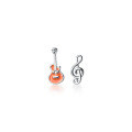 wholesale Sterling Silver Earrings Women Korean Style Creative and Unique Sweet Asymmetric Guitar Music Note Ear Accessories G7139-0-4