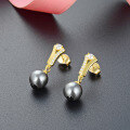 wholesale S925 silver pearl-encrusted gold-plated elegant and graceful fairy-like fashionable high-end women's earrings cross-border bestseller wholesale-0-2
