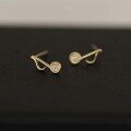 wholesale 9K Gold Alloy Zirconia Inlaid Music Note Earrings in Light Gold Tone, Japanese Minimalist Style Mini Stud Earrings-0-3