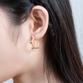 wholesale S925 Sterling Silver Gold-Plated Exaggerated Geometric Ear Hoops with Black Zircon, Women's Cross-Border Wholesale Earrings-0-1