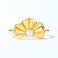wholesale S925 Silver Gold-Plated New Gesang Flower Shell Pearl Ring Women's Korean Style Light Luxury Romantic Floral Band-0-1