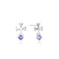 wholesale S925 Silver Inlaid Synthetic Amethyst Cross Ear Studs Elegant Ethereal Fashion Women's Earrings Source Wholesale-0-4